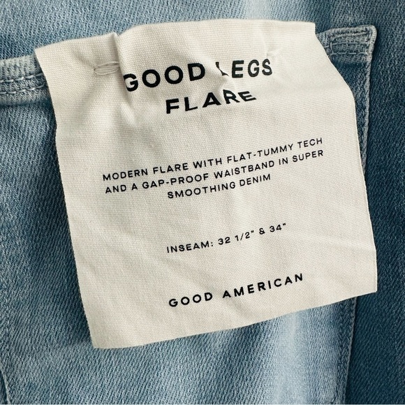 Good American Jeans Good Leg Flare Light Blue Indigo Plus High Waisted 24 New - Picture 4 of 8